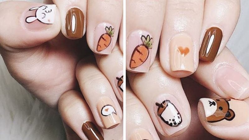 Mẫu nail hoạt hình thỏ, cà rốt