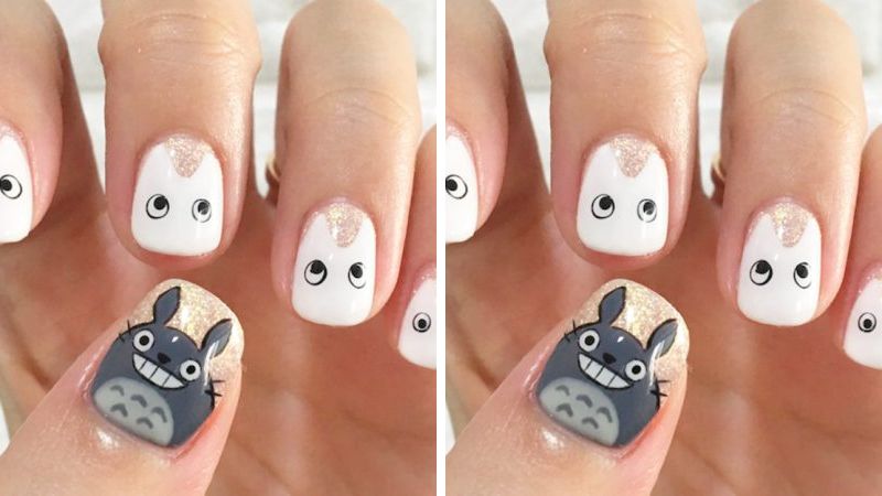 Mẫu nail hoạt hình Totoro