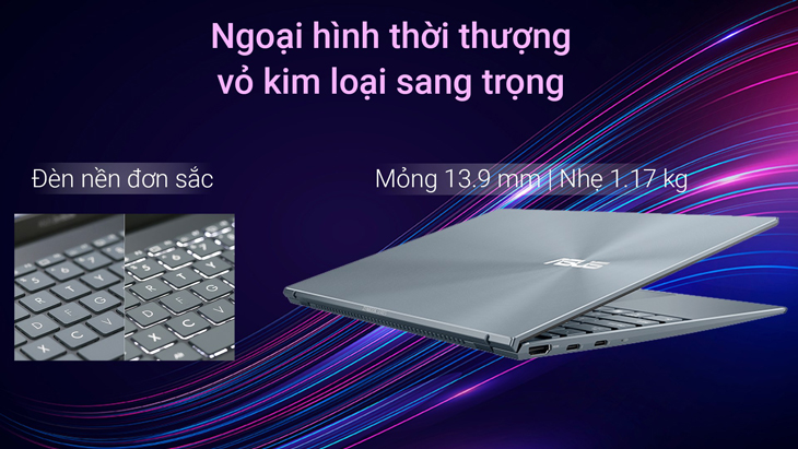 Laptop Asus ZenBook UX425EA i5 1135G7 mỏng nhẹ, thuận tiện để học sinh mang theo mọi lúc mọi nơi.