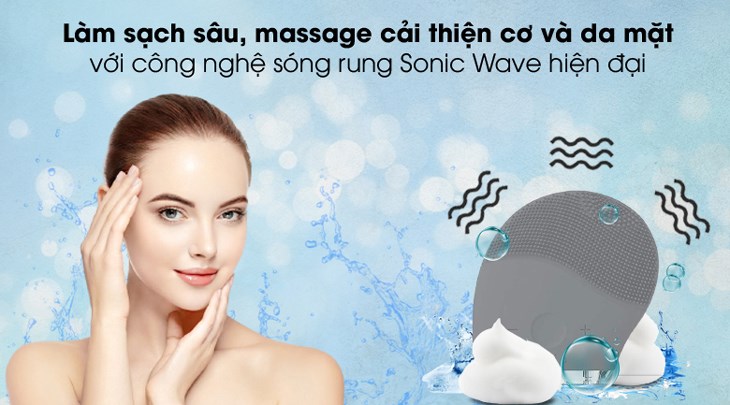 Máy rửa mặt và massage Halio Gray Smoke sử dụng công nghệ sóng rung có tác dụng massage để giúp làn da thư giãn hơn