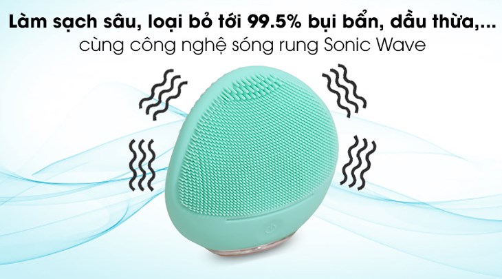 Máy rửa mặt và massage dành cho da nhạy cảm Halio Sweet Mint được tích hợp công nghệ sóng rung Sonic Wave giúp loại bỏ bụi bẩn, bã nhờn hiệu quả