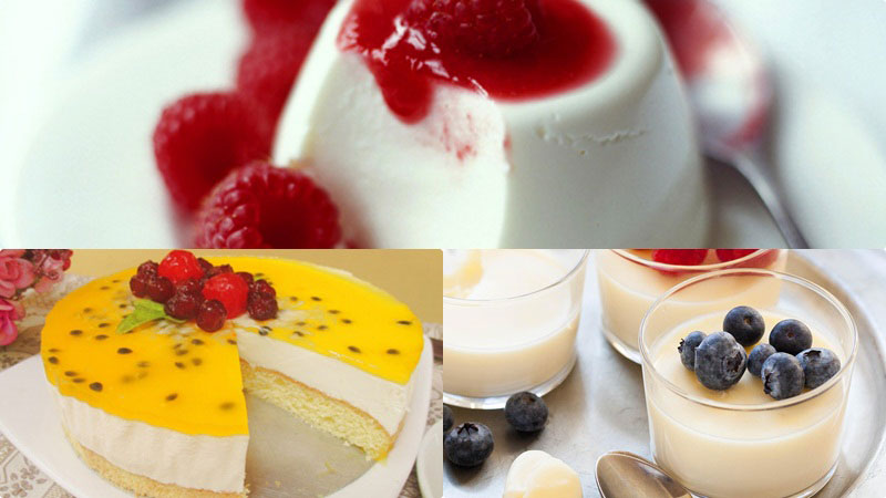 Bên cạnh đó, gelatin là một trong những thành phần không thể thiếu để tạo ra những món tráng miệng thơm ngon như: pudding, mousse, panna cotta,...