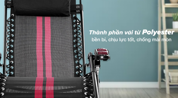 Phần đệm nằm của ghế xếp thư giãn thường được làm từ vải có thành phần polyester cao