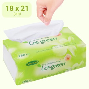 Khăn giấy rút Let-green 2 lớp gói 180 tờ