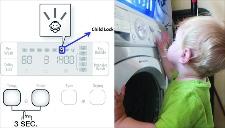 Tắt chế độ khóa trẻ em CL trên máy giặt LG