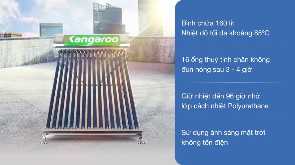 Máy nước nóng năng lượng mặt trời Kangaroo 160 lít GD1616  