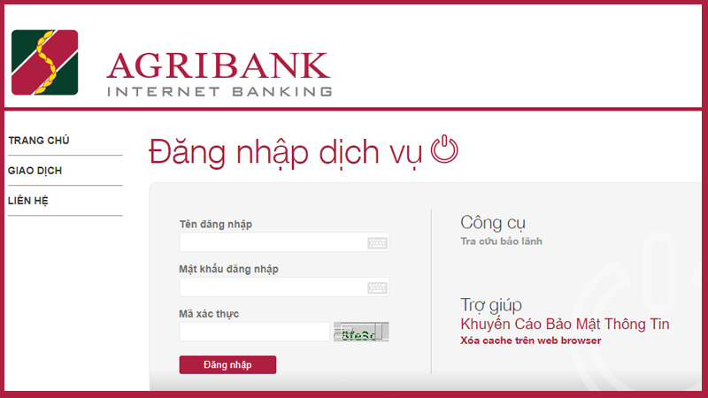 Sao kê ngân hàng Agribank trên website