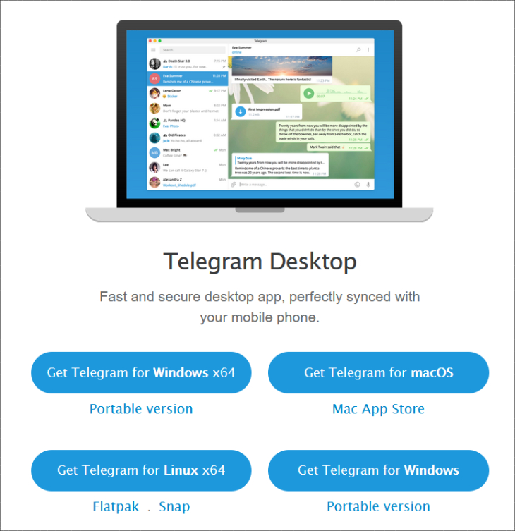 Chọn phiên bản Telegram phù hợp với hệ điều hành của bạn