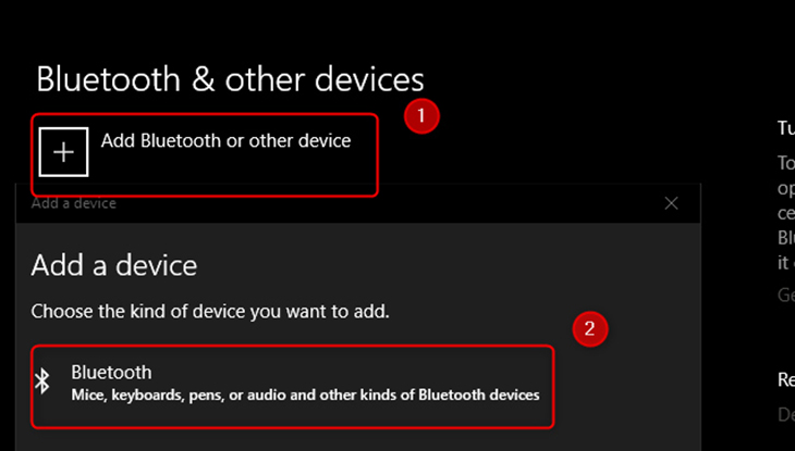Chọn Bluetooth and other device settings