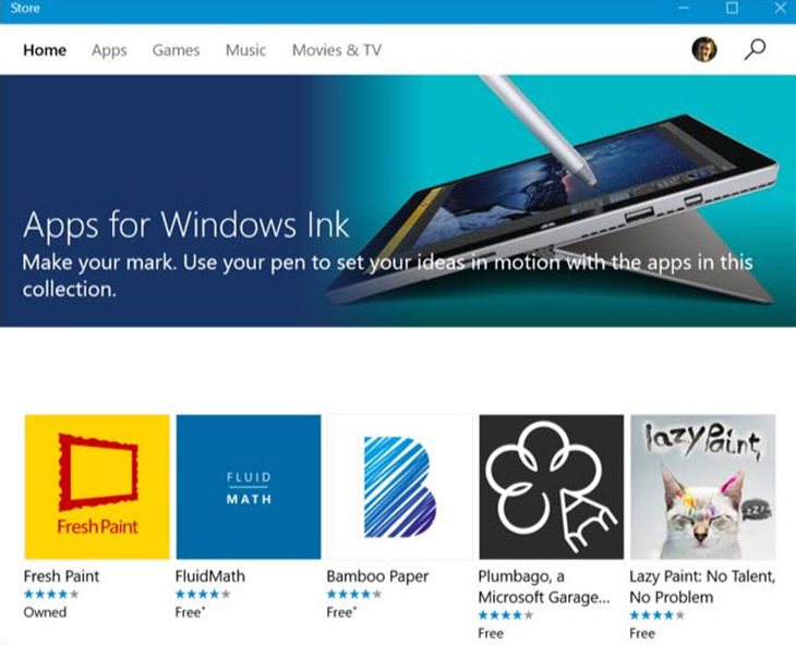 Windows Ink Workspace cũng có một khu vực gợi ý các ứng dụng