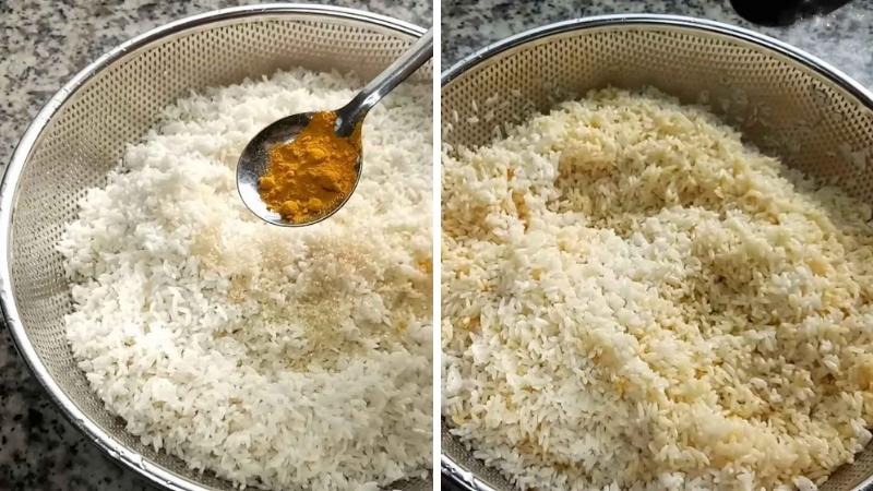 Ngâm và trộn gạo