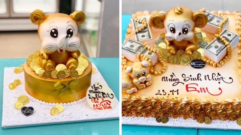Bánh sinh nhật con chuột vàng
