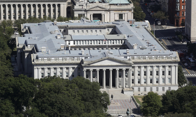 Trụ sở Bộ Tài chính Mỹ tại thủ đô Washington tháng 9/2019. Ảnh: AP