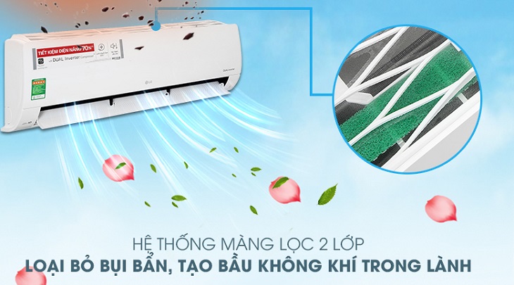 Máy lạnh LG Inverter 2.5 HP V24ENF1 có khả năng lọc bụi mịn, giữ cho không khí trong lành