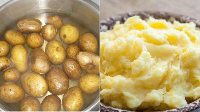 Luộc và nghiền nhuyễn khoai tây