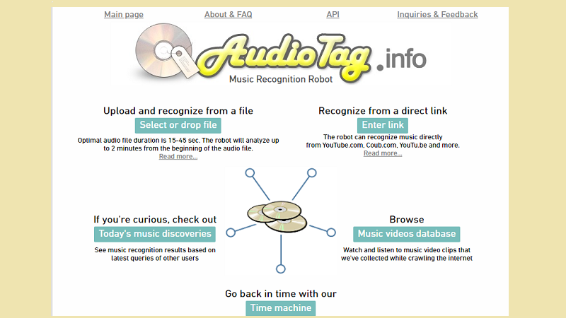 Giao diện của trang web AudioTag.info