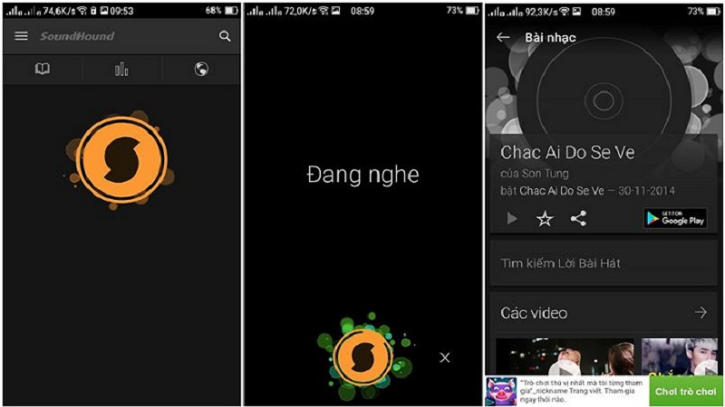 Giao diện ứng dụng SoundHound