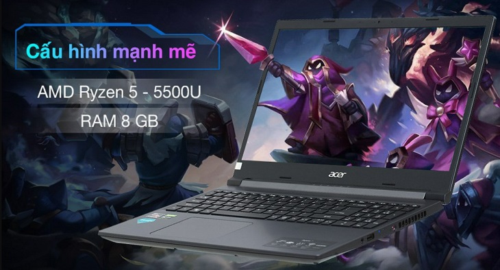 Carda AMD Ryzen 55500U được trang bị trên laptop Acer Aspire 7 Gaming A715 42G R4XX R5 5500U chơi game mượt mà