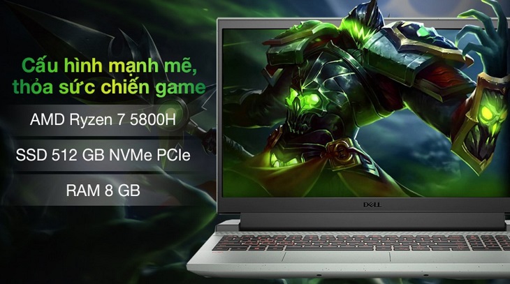 Laptop Dell Gaming G15 5515 R7 5800H trang bị card AMD Ryzen 7 cho cấu hình mạnh mẽ, chiến game thoải mái