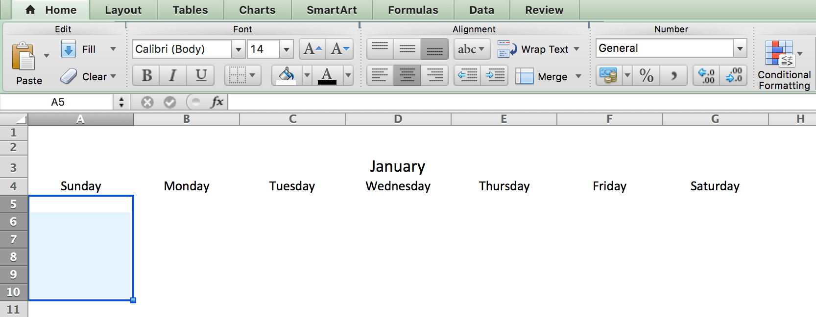 Đánh dấu ô ngày trong lịch tạo bằng Microsoft Excel