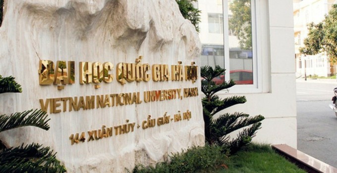 Biển tên của Đại học Quốc gia Hà Nội. Ảnh: VNU