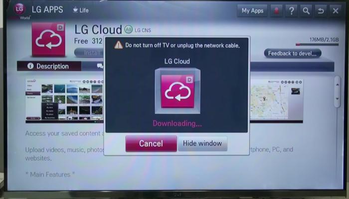 Tivi bắt đầu tải về ứng dụng LG Cloud