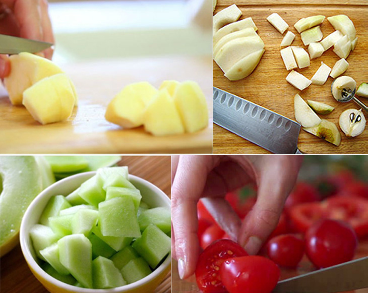 Sơ chế trái cây làm salad hoa quả