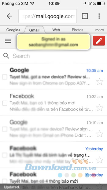 Giao diện Gmail