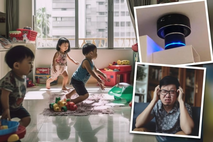 Một người dân Hong Kong sử dụng thiết bị rung trần Little Cutie để trả đũa hàng xóm hay gây ồn ào. Ảnh: Neighbourhood Noise Alliance (Hong Kong)