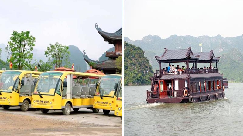 Di chuyển tới Tam Chúc bằng xe điện hoặc thuyền
