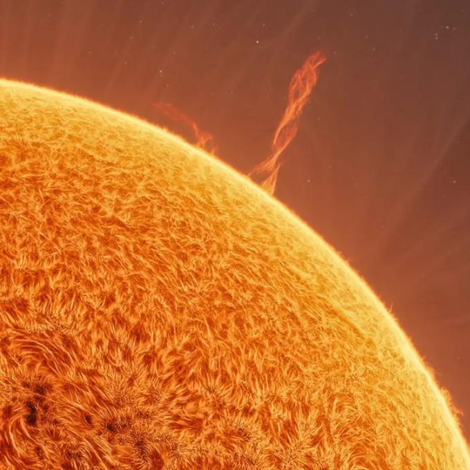 Cận cảnh bề mặt của Mặt Trời với các tia plasma và lốc plasma. Ảnh: Andrew McCarthy/Jason Guenzel