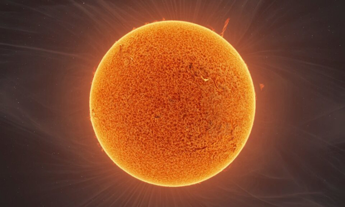 Ảnh tổng hợp về Mặt Trời tạo nên từ 90.000 hình riêng lẻ. Ảnh: Andrew McCarthy/Jason Guenzel