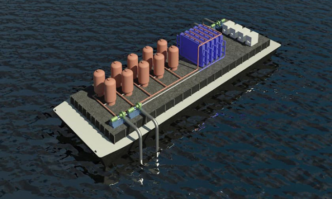 Hệ thống thu hồi carbon từ nước biển di động của MIT. Ảnh: MIT