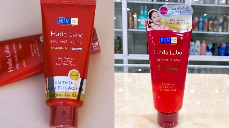 Sữa rửa mặt Hada Labo da dầu Pro Anti Aging Collagen Plus Cleanser (màu đỏ)