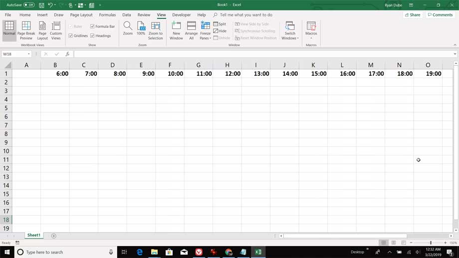 Tạo lịch Excel theo tuần