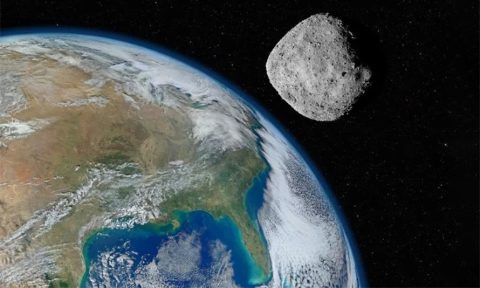 Minh họa tiểu hành tinh bay tới gần Trái Đất. Ảnh: iStock