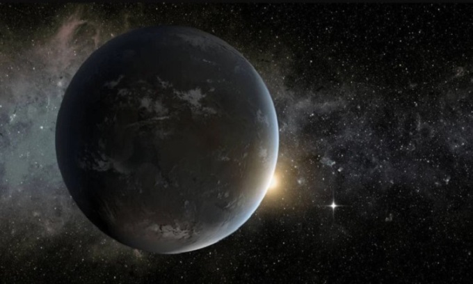 Siêu Trái Đất Kepler-62f quay quanh ngôi sao nhỏ và mát hơn Mặt Trời ở cách 1.200 năm ánh sáng. Ảnh: NASA
