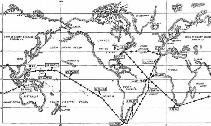 Hành trình vòng quanh thế giới của tàu USS Triton. Ảnh: Hải quân Mỹ