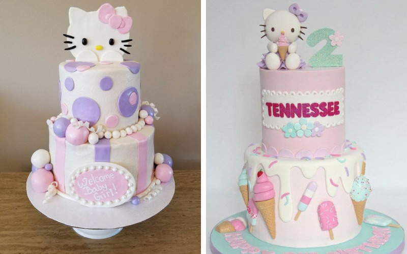 Bánh sinh nhật Hello Kitty 2 tầng đơn giản