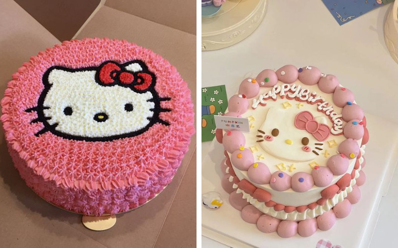 Bánh sinh nhật Hello Kitty đẹp hình tròn cho bé gái