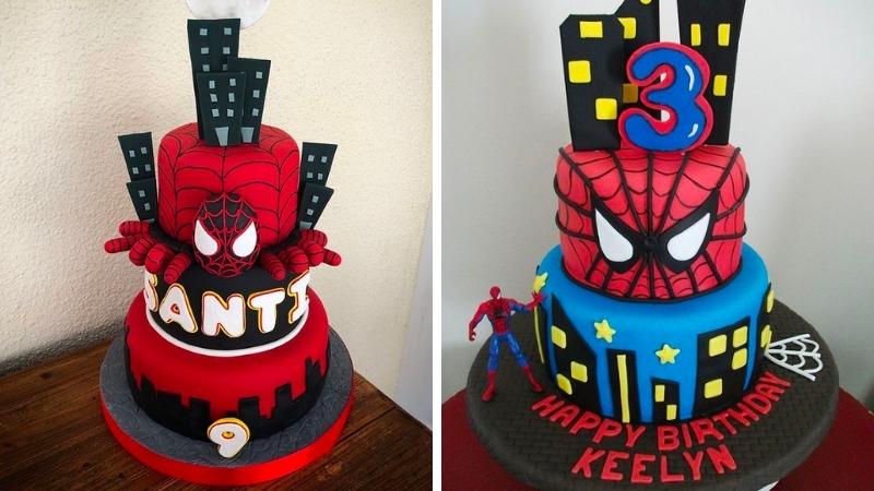 Bánh sinh nhật người nhện 2 tầng