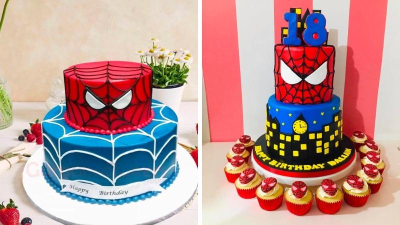 Bánh sinh nhật người nhện 2 tầng