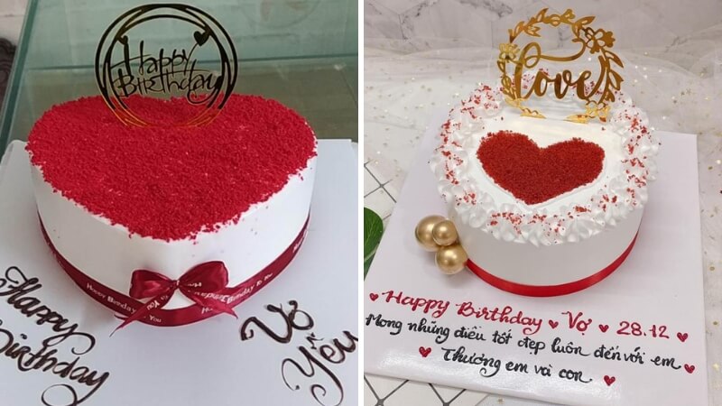 Mẫu bánh sinh nhật hình trái tim đơn giản mà lãng mạn