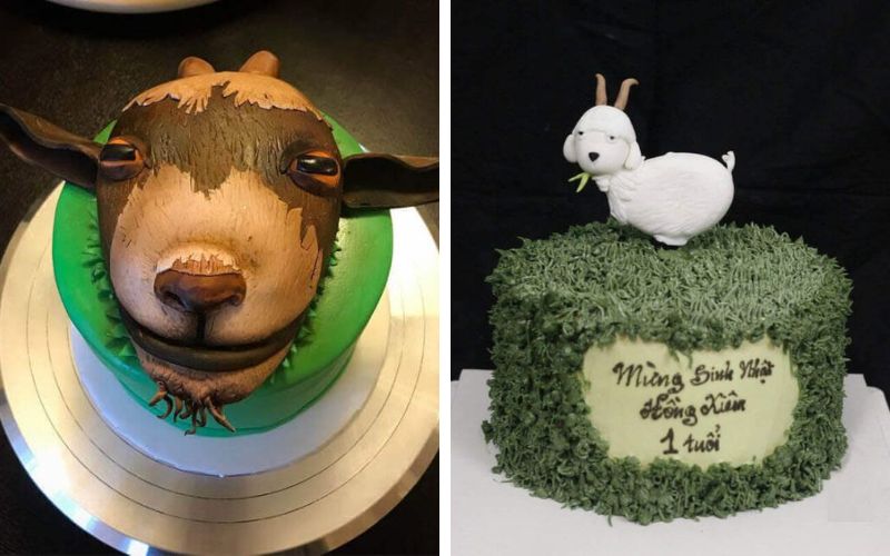 Einzigartige 3D-Ziegen-Geburtstagstorte