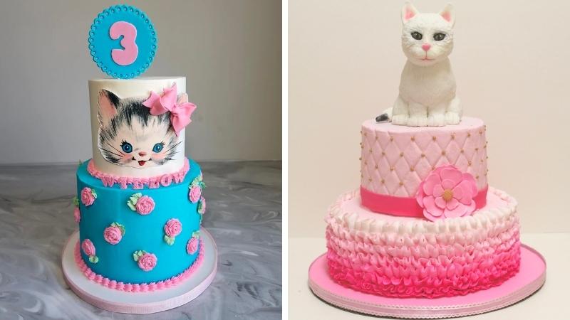 Bánh sinh nhật con mèo 2 tầng