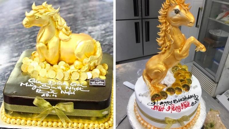 Bánh sinh nhật con ngựa vàng