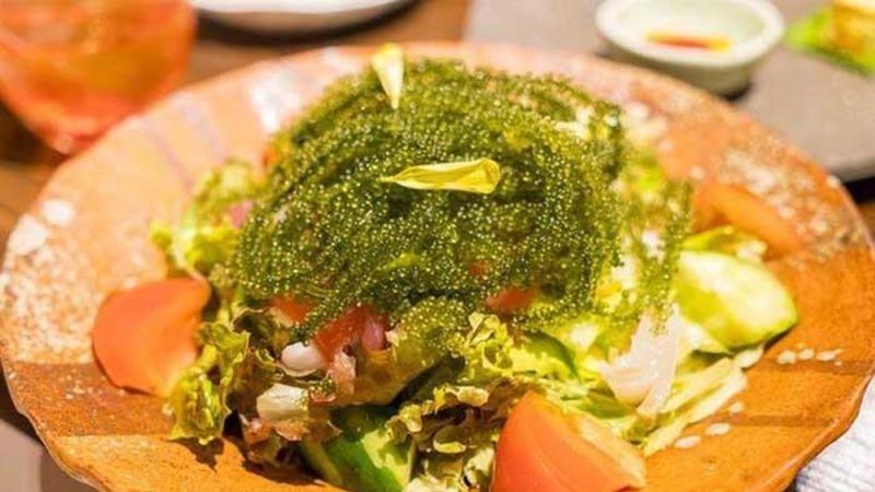 Salad rong nho trộn cá ngừ