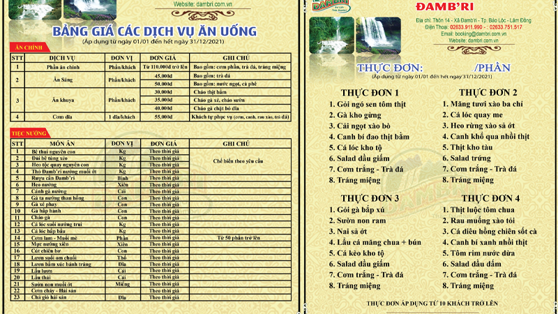 Dưới đây là hình ảnh thực đơn của nhà hàng Dambri mà Pgdphurieng.edu.vn gửi đến bạn tham khảo nhé: