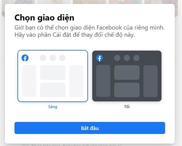 Chọn giao diện Facebook