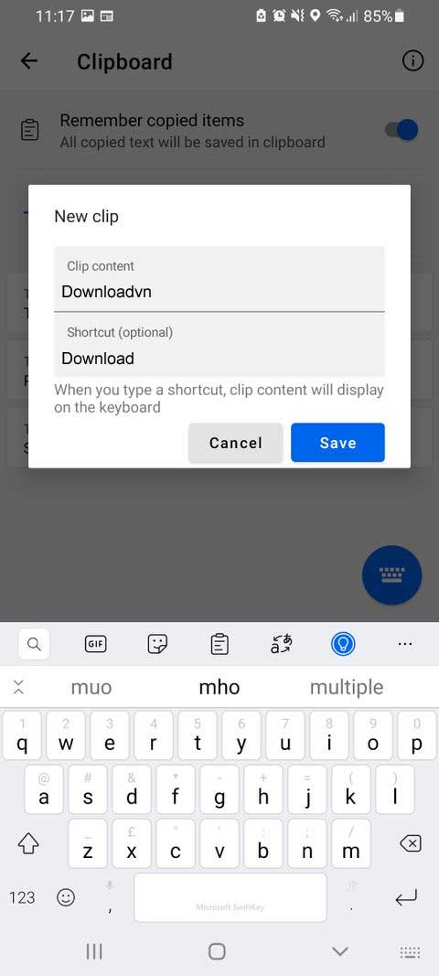Tùy chỉnh shortcut mang lại keyboard Android